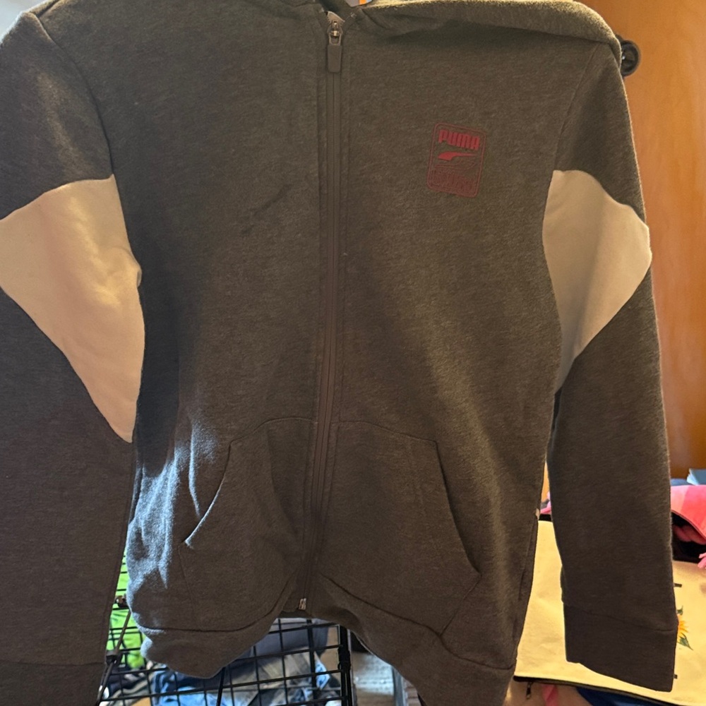 Puma Kids Charcoal and White Hoodie